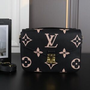 Louis Vuitton Black & Pink Monogram Pochette with Gold Hardware